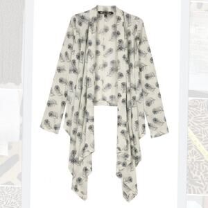 Winter Kate 100% silk chiffon sheer kimono cardigan ivory medium boho bohemian